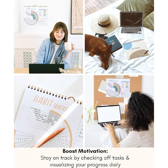 Lamare Habit Tracker Calendar – Premium Daily Habit Tracker Journal and Goal Board, Workout Motivation & Productivity Tool