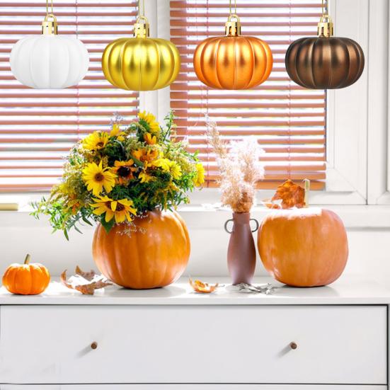 Mini Pumpkin Hanging Ornaments Thanksgiving Harvest Home Tree Decorations Reusable Hanging Pumpkin Ball for Autumn Holiday Party Supplies