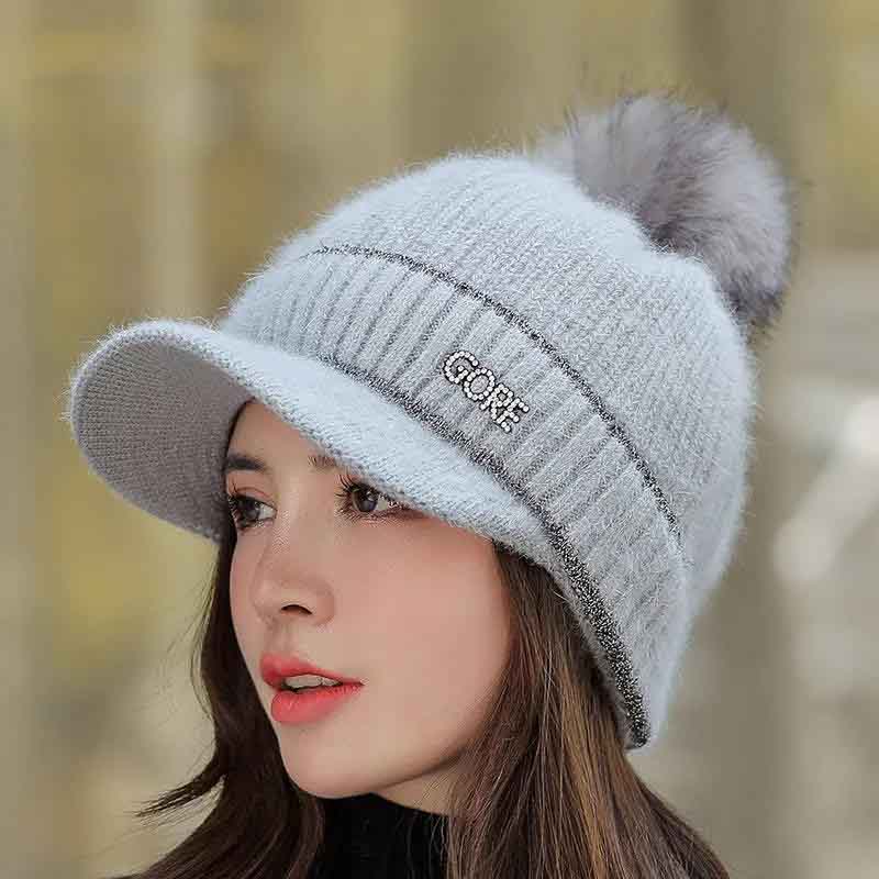 Женские осенние и зимние шапки плюс бархатная теплая шерстяная кепка