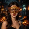 Comfortable Fit Face Mask Rhinestone Masquerade Mask, Adjustable Eye for Halloween Party Ball Gala Women Cosplay, Sparkling Hollow Costume Dance Photo