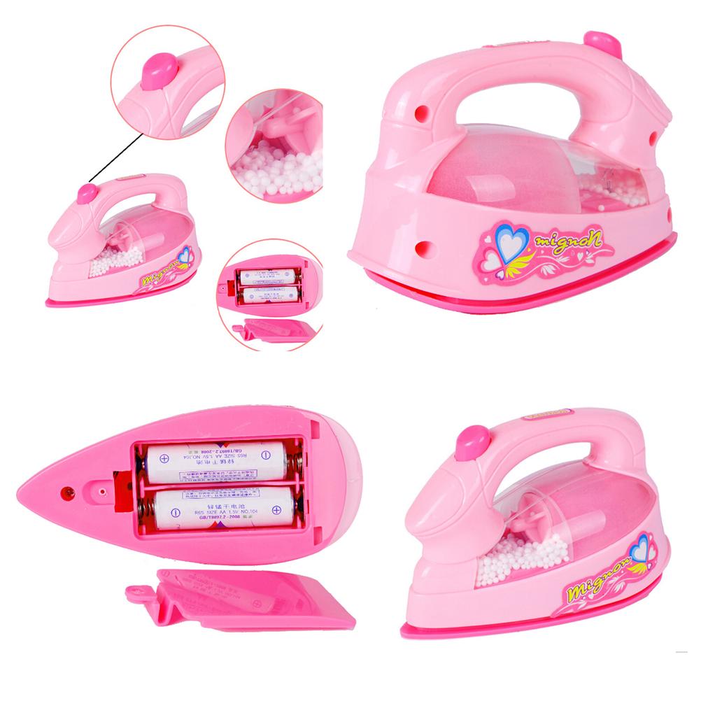 Plastic Pink Simulation Mini-Iron For Kids Pretend Play House Novelty Toy