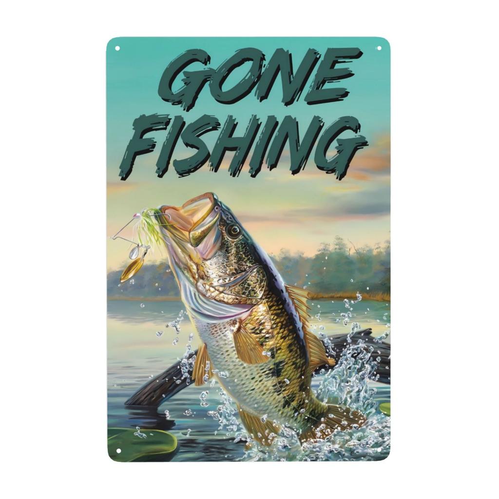 Винтажные металлические знаки для рыбалки, домик для рыбы, знак «дом у озера», подарки для рыбака, настенное искусство для рыбалки, забавный декор для дома 8x12 дюймов