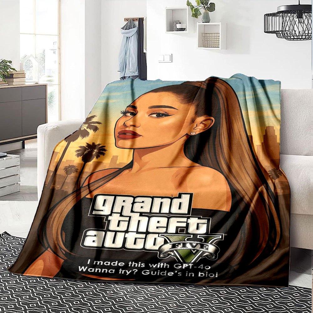 1 шт. Мягкое фланелевое одеяло Grand Theft Auto с дизайнерским принтом. Уютное одеяло для всех сезонов, идеально подходит для дивана, кровати, офиса