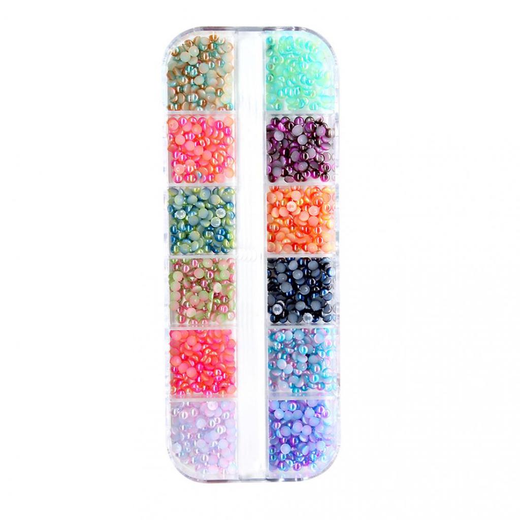 12 Grid 3D DIY Glitter Nail Art Rhinestone Sequins Decoration Manicure Tips