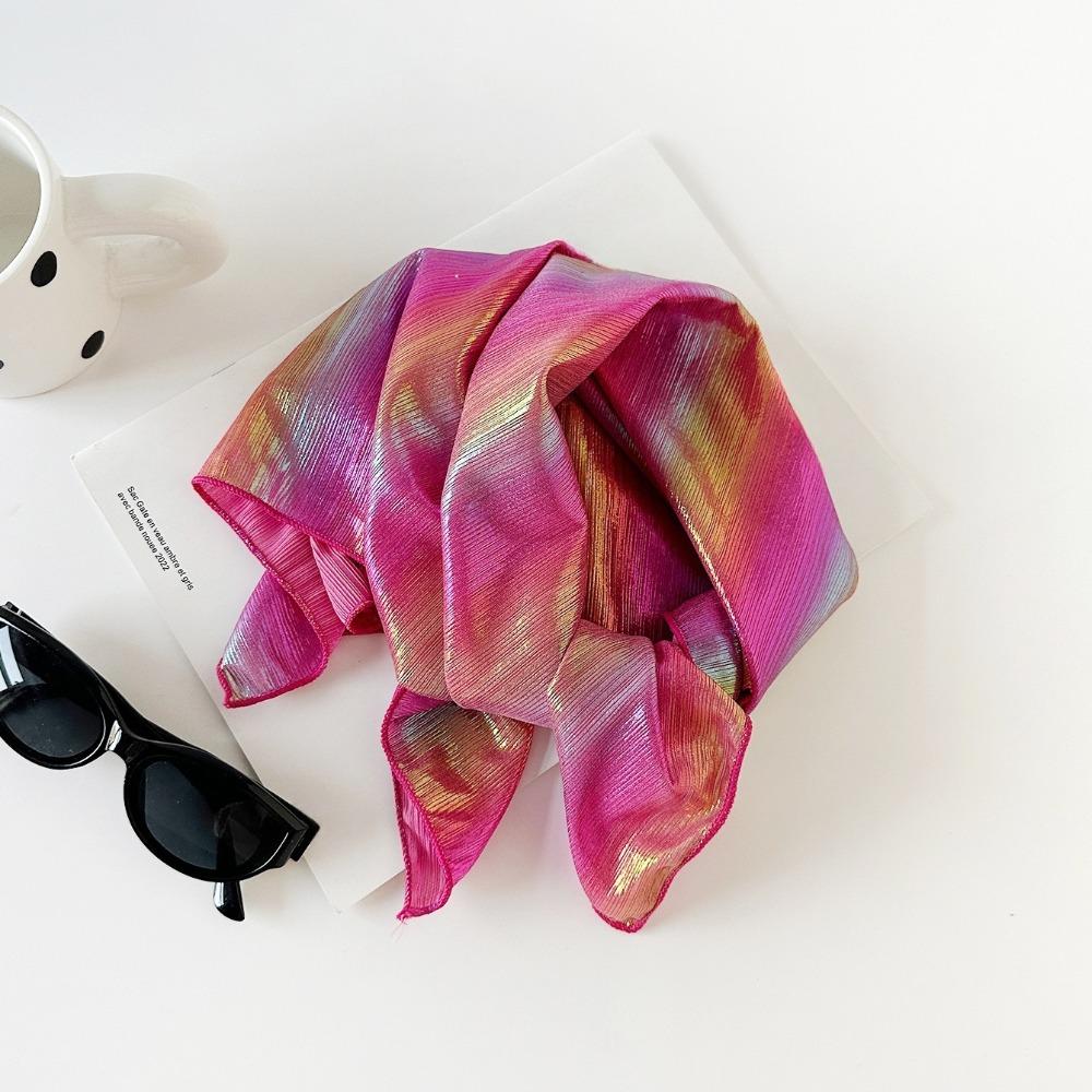 Y2K Liquid Silver Hair Scarf Soft Wrap Punk Bandana Turban Accessories Laser Color Hair Band Girls