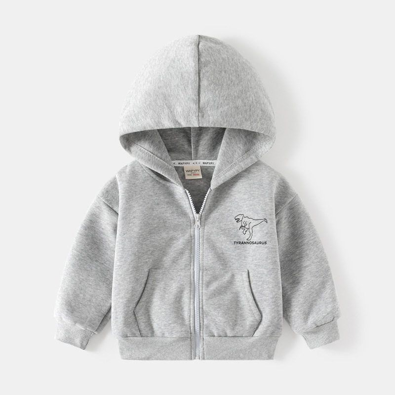 K-style Children's Clothing Spring and Autumn Boys Hooded Sweatshirt Baby Boy Dinosaur Hoodie Tops Kids Zip-up Shirt Outwear Thick