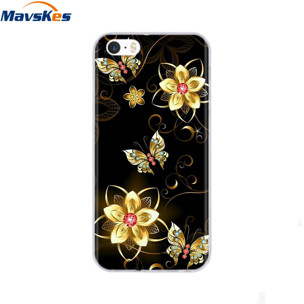 Мягкий чехол из ТПУ для iPhone 4 4s 5 5s SE 6 6s милый мультяшный кот цветок модный силиконовый чехол-бампер для телефона полная защита