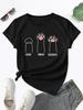 Claw Print Round Neck T-shirt for Spring and Summer Casual Short Sleeved T-shirt for Women