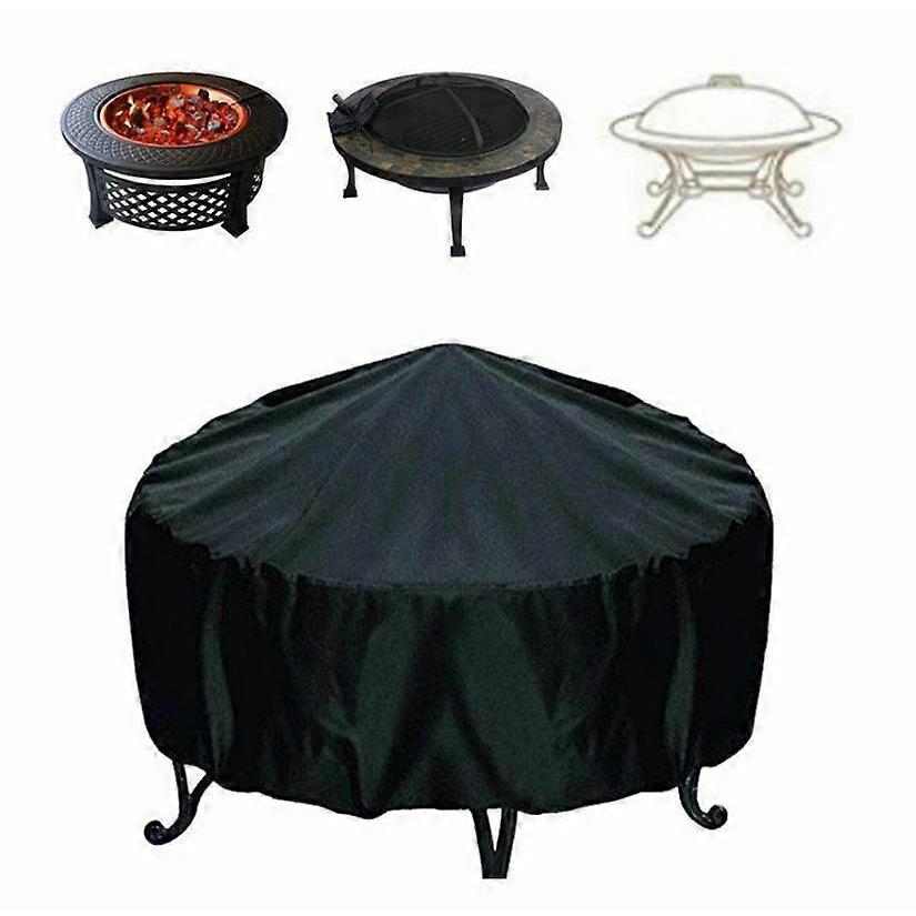 210d Oxford Cloth Round Fire Pit Dust Cover, Waterproof, Dustproof And Sunshade Round Grill Cover