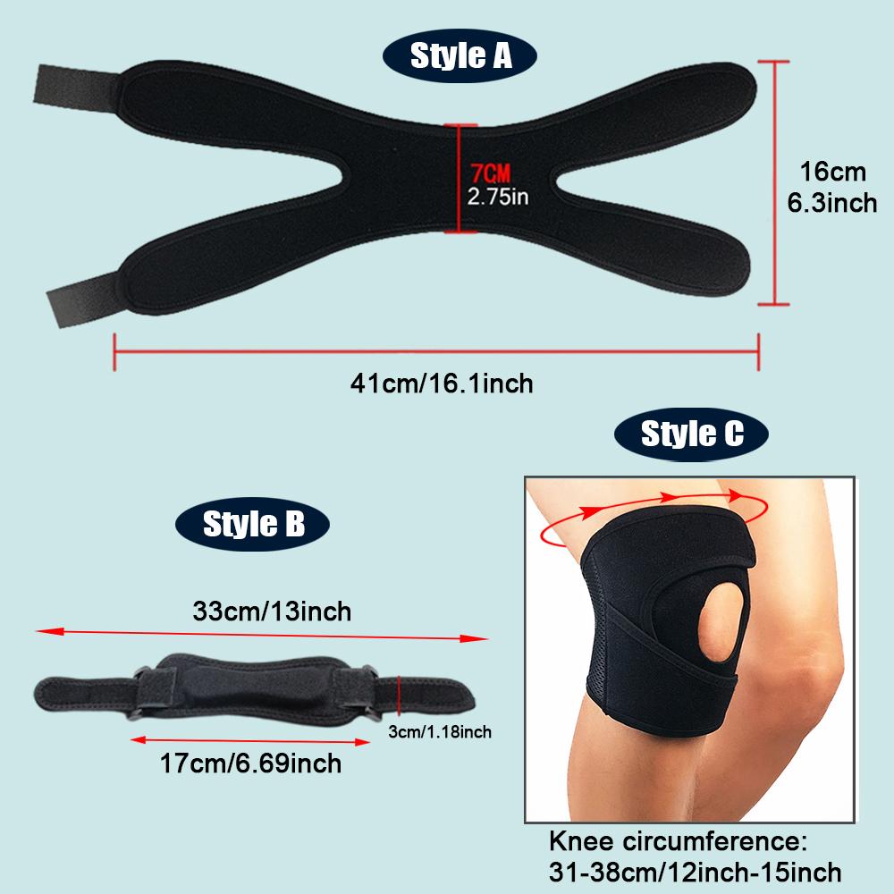 1Piece Adjustable Patella Knee Strap with Double Compression Pads Knee Support Running Basketball Football Cycling Tennis Yoga