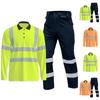 Men's Lapel Quick Dry Reflective Outdoor Construction Environmental Safety Building Labor  Reflective Work Clothes