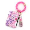 Boho Style Silicone Bead Bracelet Keychain Fragmented Design Leather Card Bag Keychain  Travel