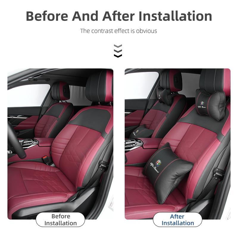 LMRGZ1 Leather Car Seat Neck and Back Pillow Breathable Accessories For Alfa Romeo 159 Giulietta Giulia 147 Mito 156 166 GT