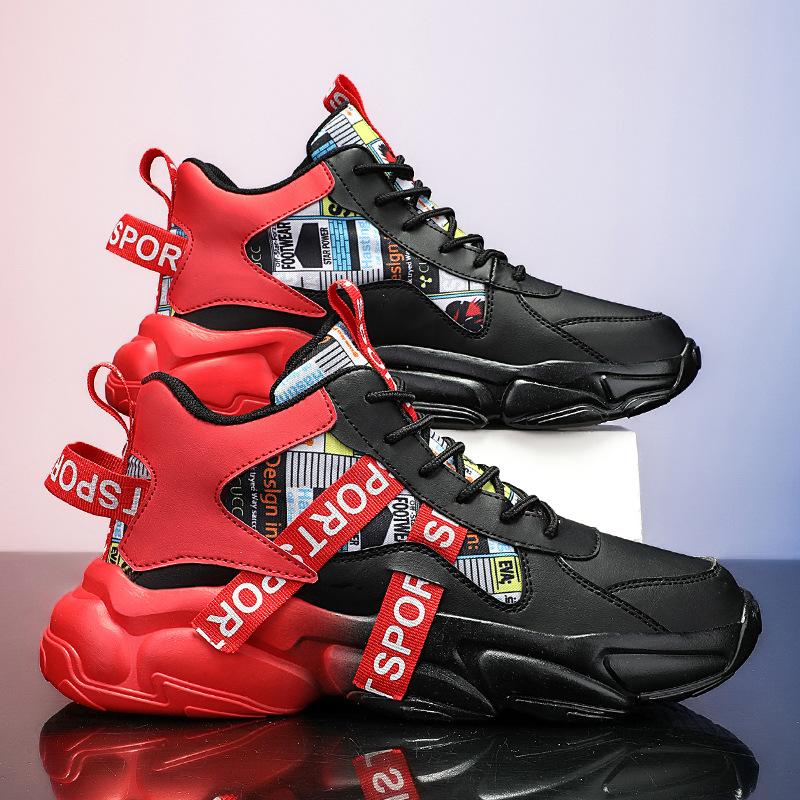 Мужская обувь большого размера, модная обувь с высоким вырезом, новая обувь в парном стиле на толстой подошве, повседневная спортивная обувь, обувь для папы, модная обувь