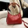Vintage Solid Color Genuine Leather Ladies Luxury Tassel Cowhide Shoulder Crossbody Bag