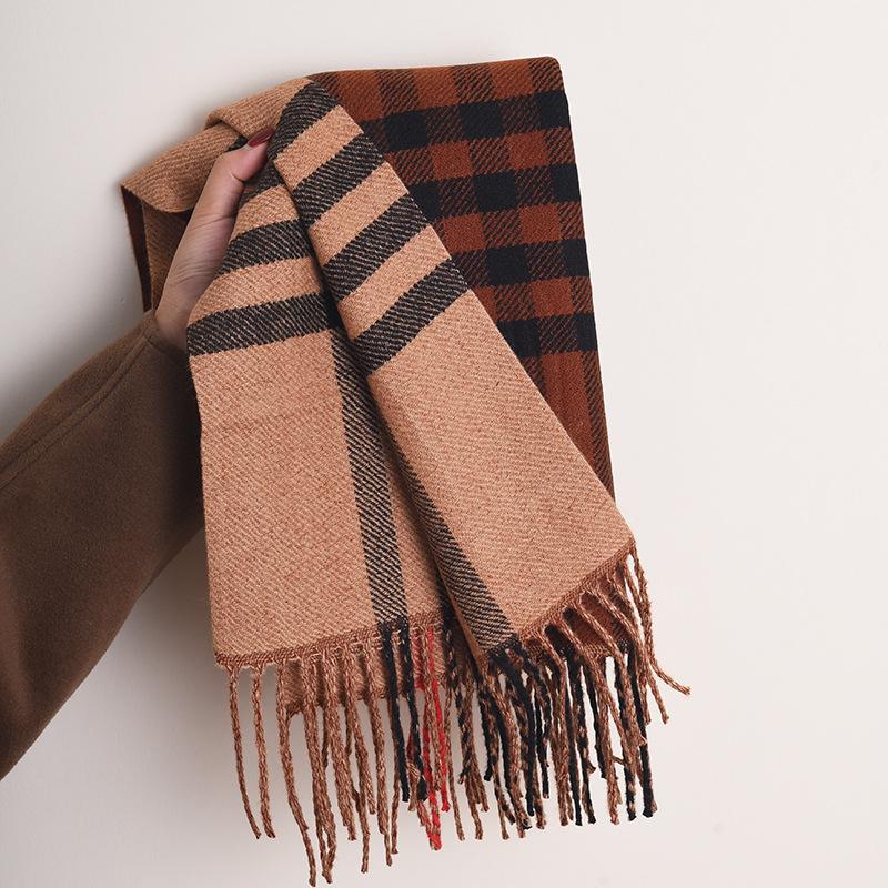 Autumn And Winter Cashmere Long Scarf British Babag Fashion Scarf Neck Protection Warm Soft Waxy Color Matching Shawl