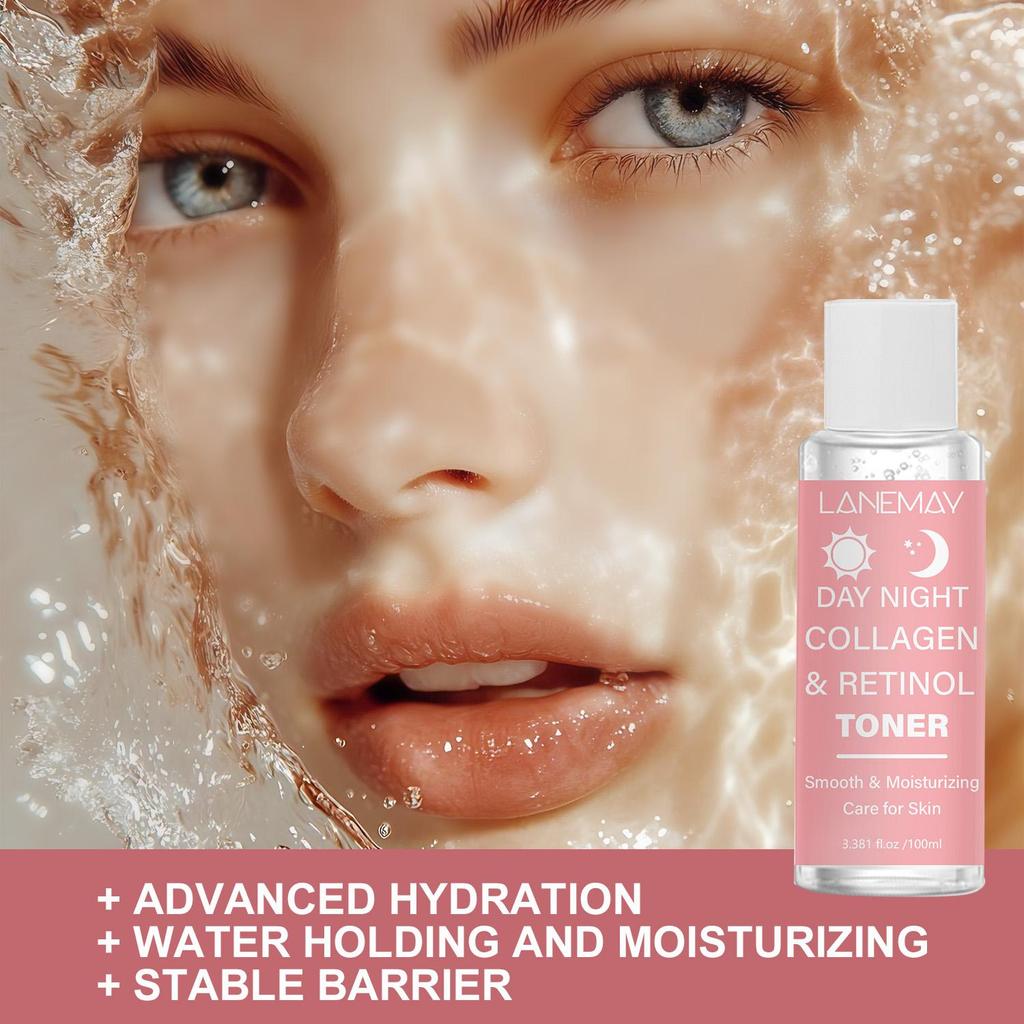 Тонер с коллагеном и ретинолом-Гладкий и увлажняющий уход за кожей-Для дневного и ночного использования-Подходит для всех типов кожи, 100 мл