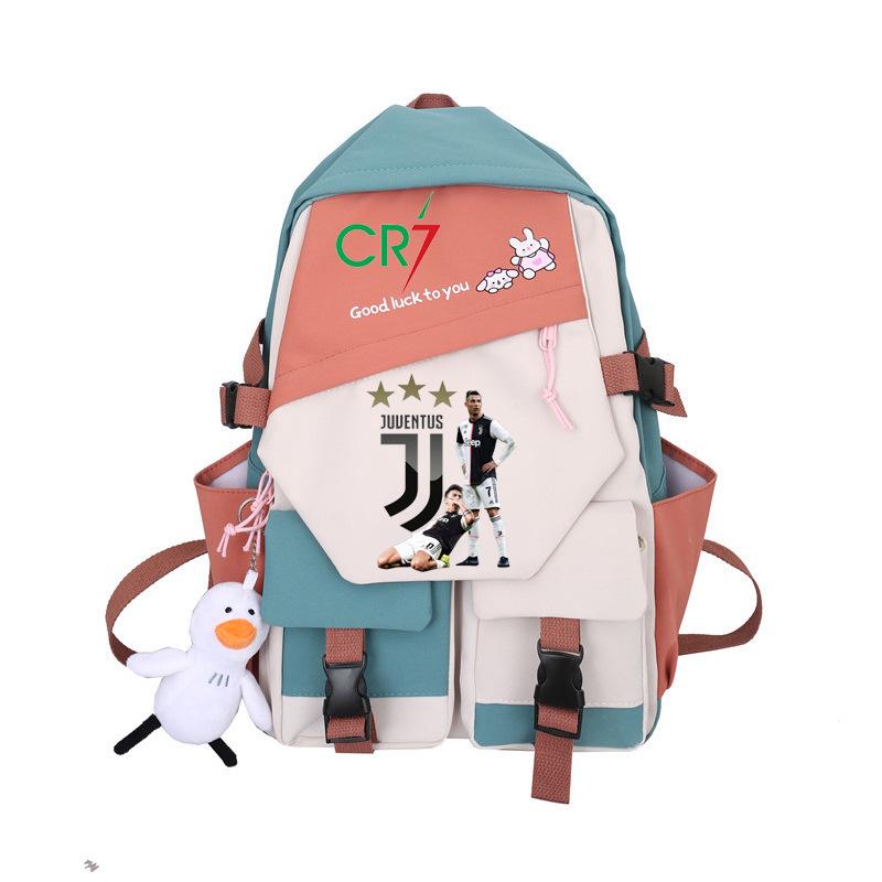 Рюкзак с принтом CR7, color blocking, простой, нишевый, школьная сумка для мальчиков и девочек, сумка для дальних поездок