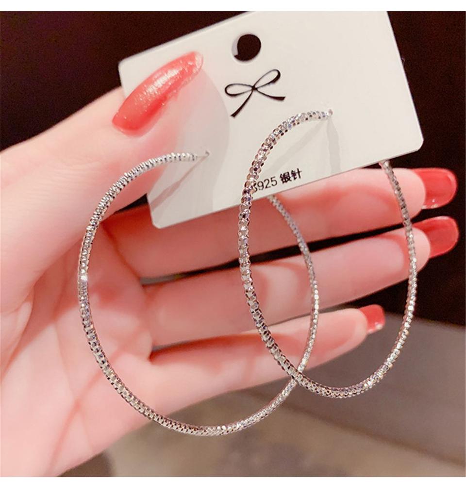 Wedding Engagement Big Circle Elegant Drop Dangle Stud Round Shape Crystal Round Hoop Earrings