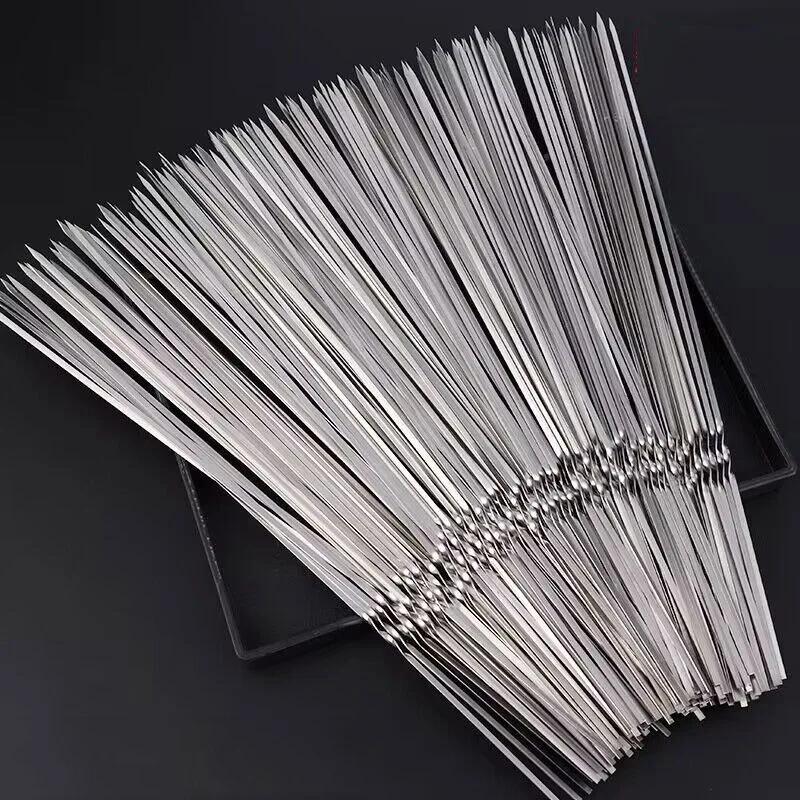 304 Stainless Steel 100pcs 33cm Barbeque BBQ Needle Stick Barrel Roast Kebab Meat Skewers Outdoor Camping Picnic Tools Grilling