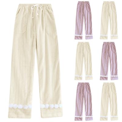 Женские модные флисовые утепленные длинные пижамные брюки