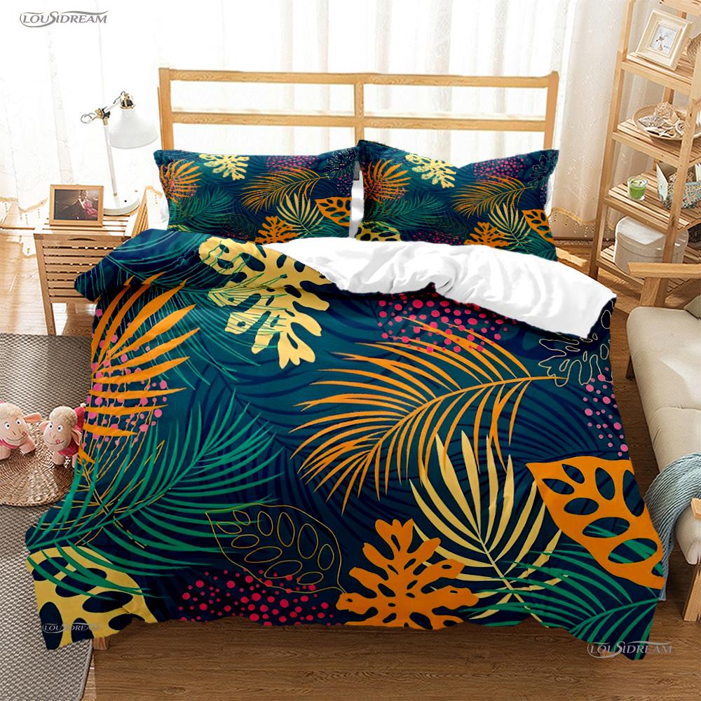 Tropical Leaf Casal All Season Duvet Cover Comforter Bedding Sets Soft Quilt Cover and Pillowcases Boys Single/Double/Queen/King
