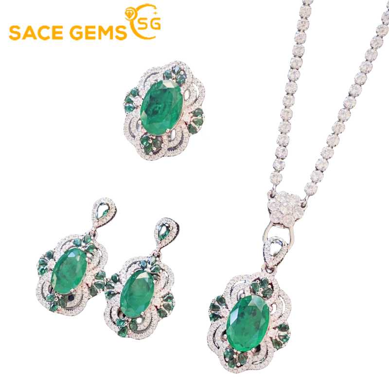 Sace Gems Классические кольца из медного сплава с цирконием, серьги, кулон, ожерелье, комплекты ювелирных изделий, подарки для свадебной вечеринки