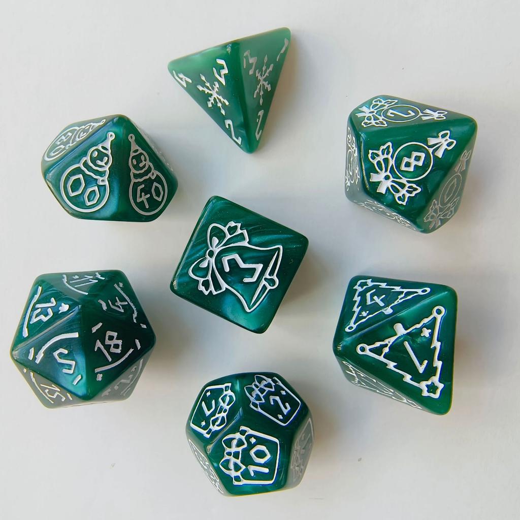 7 шт./набор Новые кубики с рождественским рисунком снеговика и елки DND Числовые кубики Кубики для настольной игры для беговой команды Рождественские принадлежности