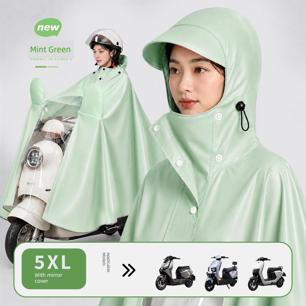 Electric Scooter Raincoat for Women, Single-Person Long Style, Full-Body Storm-Proof, Thickened and Enlarged, Specialized for Outdoor Riding