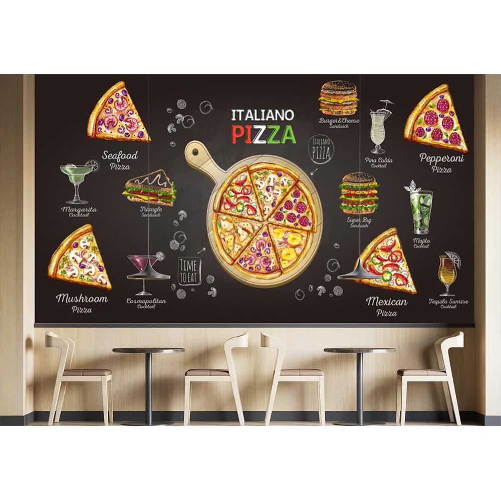 Пицца Фастфуд 3d обои Овощной Помидор 3d фреска Съемные обои для ресторана для пиццерии Закусочная Обои