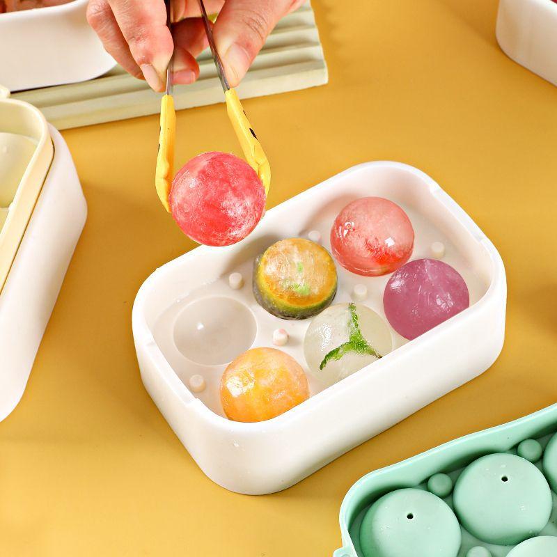 Silicone Ice Ball Molds, Household Attachment, Food Grade, Homemade Round Mold, Ice Cube Magic with Lid Ice Grid Box, Kitchen Ga