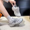 Silver Mesh Sneakers Women's Summer 2025 New Fashion Casual Running Breathable Platform Dad Shoes Ins Tide