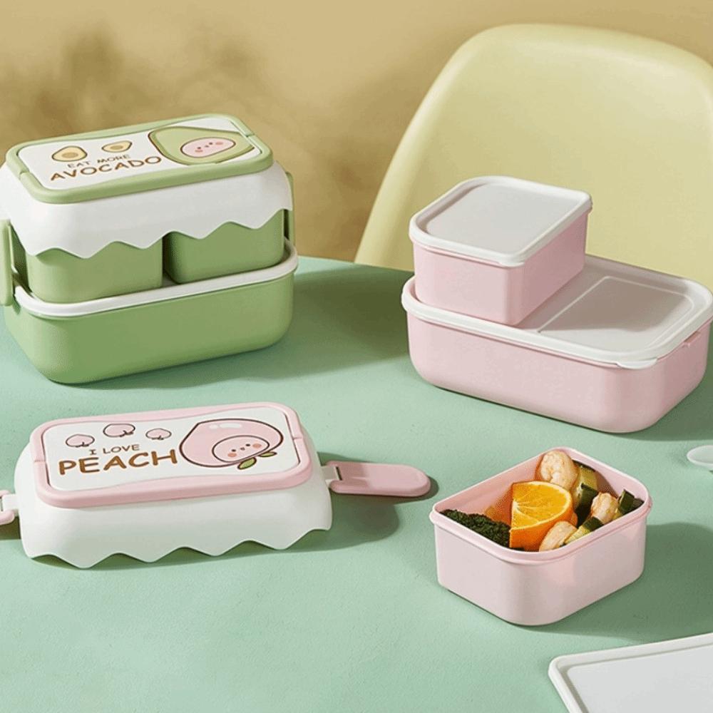 Fruit Pattern Plastic Lunch Box Drop-proof Compartment Lunch Box Cartoon Lunch Box Girls