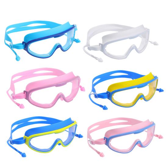 Детские очки для плавания с большой оправой, противотуманные очки для плавания с прозрачным обзором, защита от ультрафиолета, очки для бассейна для детей 5-16 лет