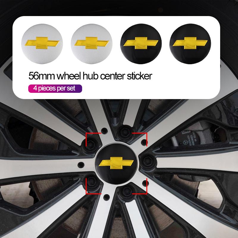FVX1 56mm Car Wheel Hub Center Cap Metal Emblem Stickers For Chevrolet Cruze Malibu Colorado Suburban Equinox Blazer Trax Camaro Spar