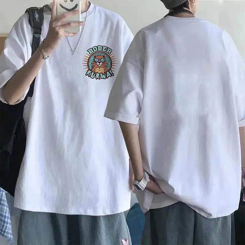 Мультяшная футболка Bobr Kurwa для женщин, забавные топы, уличная одежда Kurwa Bober Harajuku Y2k, футболка с карманом, модная манга-футболка