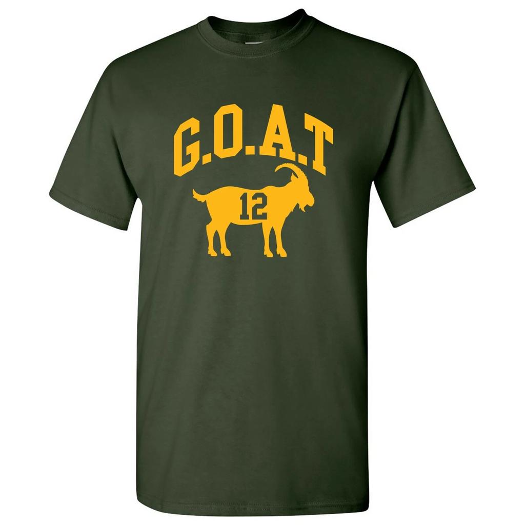 Green Bay Goat 12 - Football Greatest of All Time Quarterback T Shirt - Forest