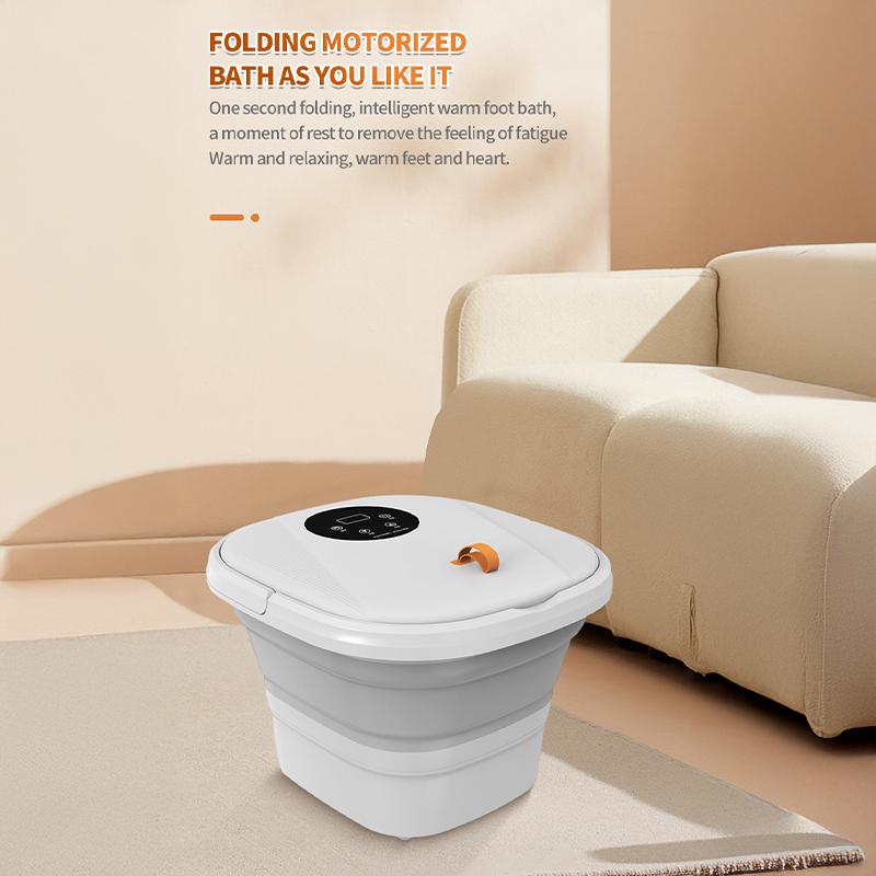 Складная автоматическая гидромассажная ванна для ног с тепловой вибрацией, ванна для ног с красным светом и массажными роликами для расслабления и снятия стресса