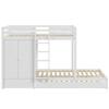 Solid Wood Bunk Bed 90*200 with Pull-out Bed, Multifunctional Children's Bed with Wardrobe, Drawers and Storage Compartment, White