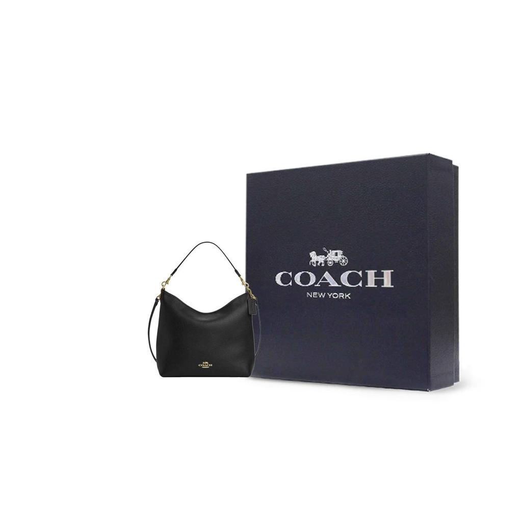 Coach Женская черная сумка через плечо из натуральной кожи лаврового цвета, большая CY684-IMBLK