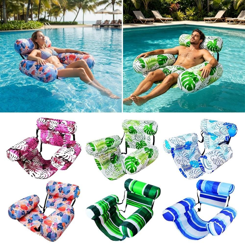 Fabric Cover Inflatable Pool Float Leaves Pattern Swim Floating Raft Water Hammock  Party Toy