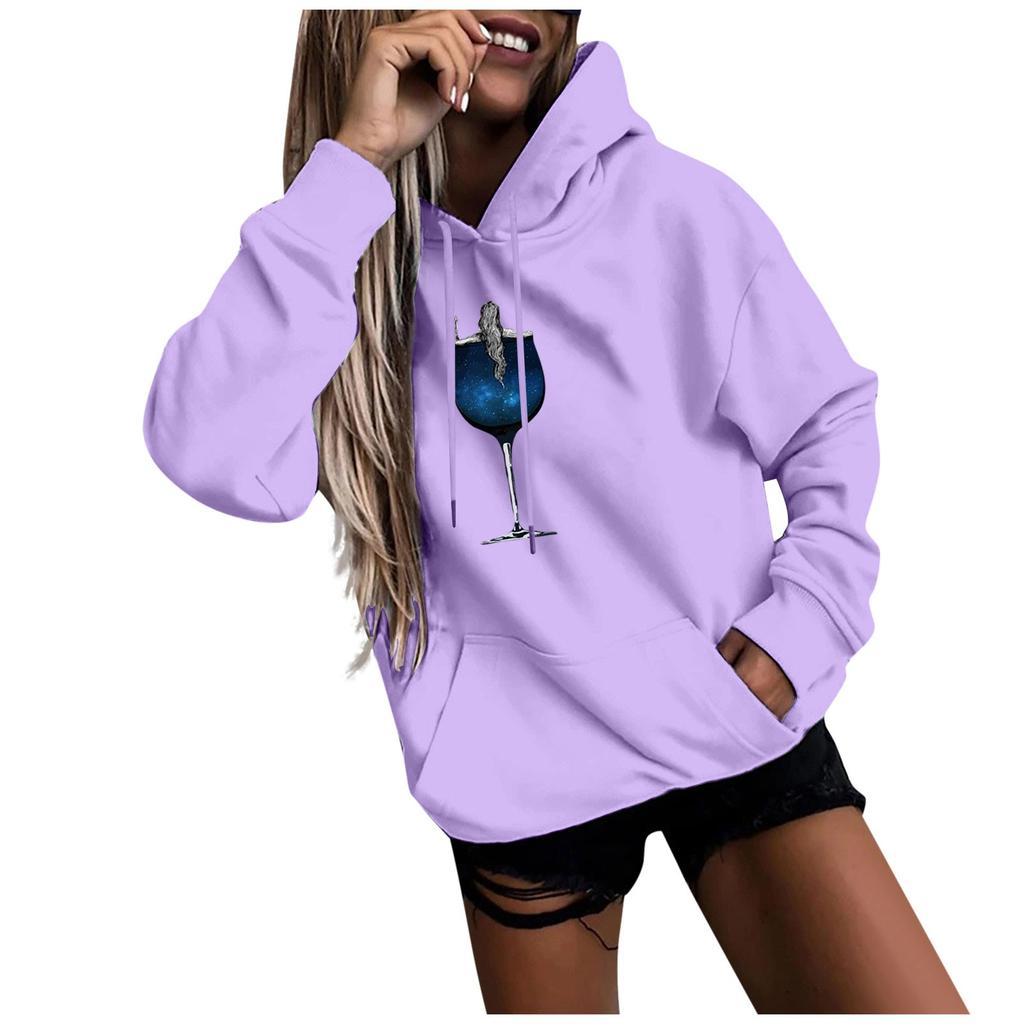 Женская мода, повседневная толстовка с капюшоном и забавным принтом, свободные спортивные топы, пуловер