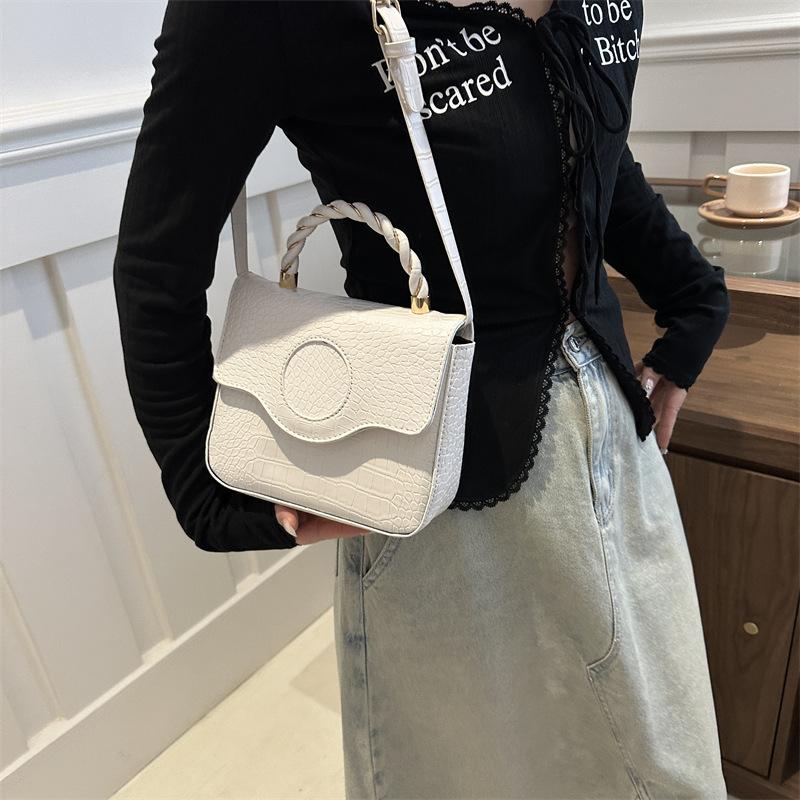 Fashionable Solid Color Bag for Women's New Winter Diamond Candy Color Hand-held One-shoulder Crossbody Bag Simple Small Square Bag
