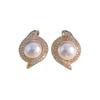 Elegant Snake-shaped Pearl Earrings with Micro-inlaid Zircon - Luxurious and Chic Internet Celebrity Style