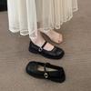 French Flat Mary Jane Single Shoes Women's Shoes Autumn Black Small Leather Shoes New with Skirt Casual
