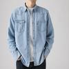 Levi's Французская джинсовая рубашка с длинным рукавом Светло-синяя Мужская 004KH-0000