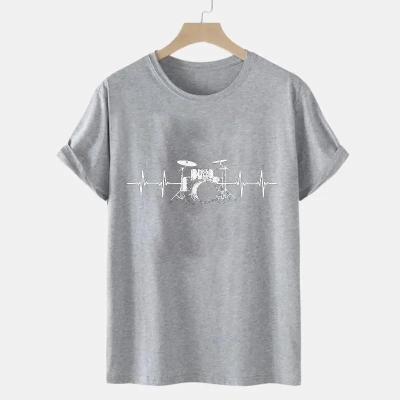 Мужская футболка с коротким рукавом, футболка с графикой «Сердцебиение, страстный барабанщик», мужская оверсайз уличная одежда, женские летние топы