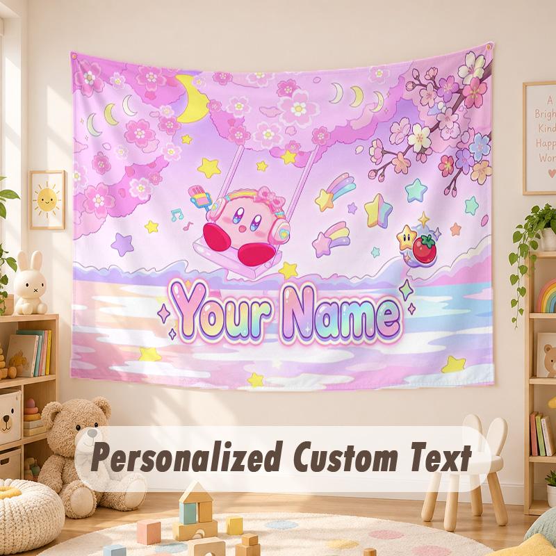 Custom Name Text Tapestry,Kirby Boho Wall Hanging, Decorative Backdrop Tapestry For Room