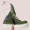 Ro Классический Дизайн Мужская Обувь Конский Волос Женские Ботинки Высокие Кроссовки Армейский Зеленый Обувь из Конского Волоса Кожаные Кроссовки Ботильоны на Молнии