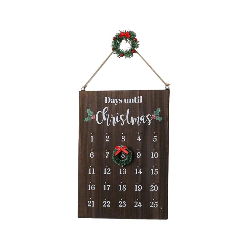Artisanal Oaken Christmas Clock Calendar Wall Suspended For Kids Participatory Holiday Activity